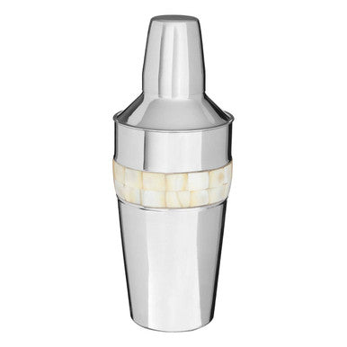 Silver Cocktail Shaker with Mother of Pearl Inlay Mixology