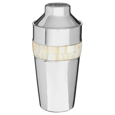 Silver Cocktail Shaker with Mother of Pearl Inlay Mixology