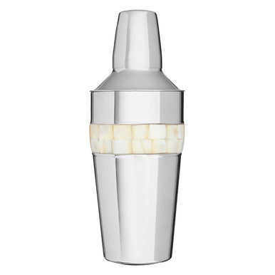 Silver Cocktail Shaker with Mother of Pearl Inlay Mixology