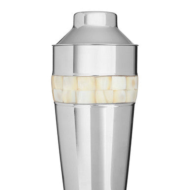 Silver Cocktail Shaker with Mother of Pearl Inlay Mixology