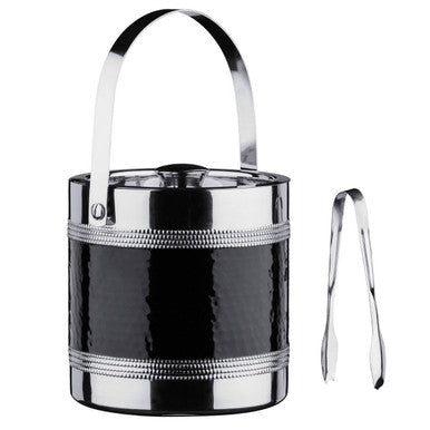 Black Ice Bucket with Tongs  Mixology