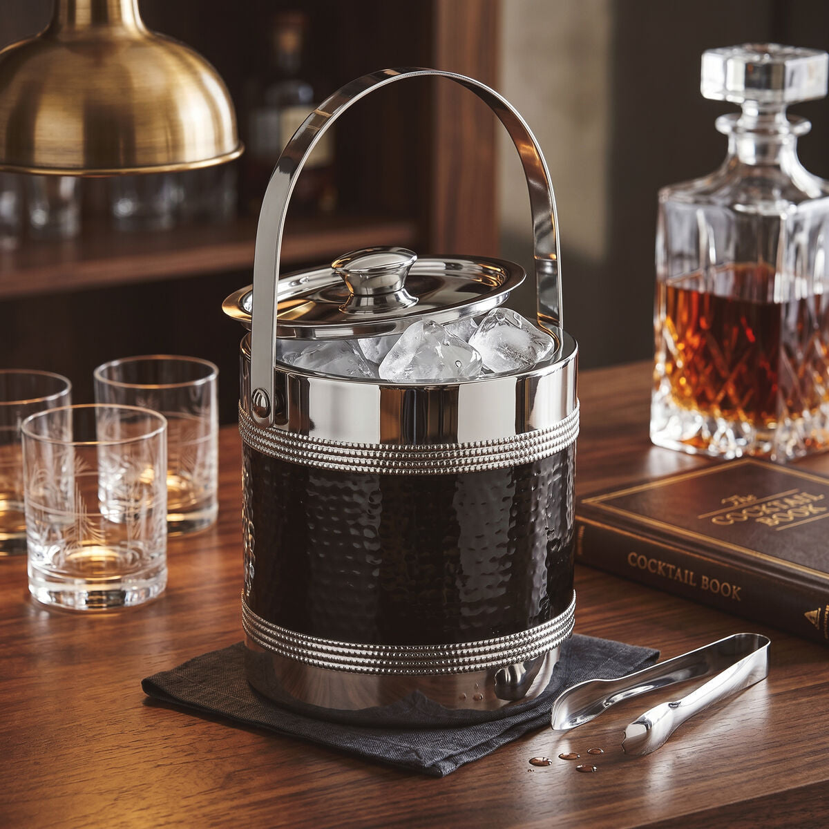 Black Ice Bucket with Tongs  Mixology