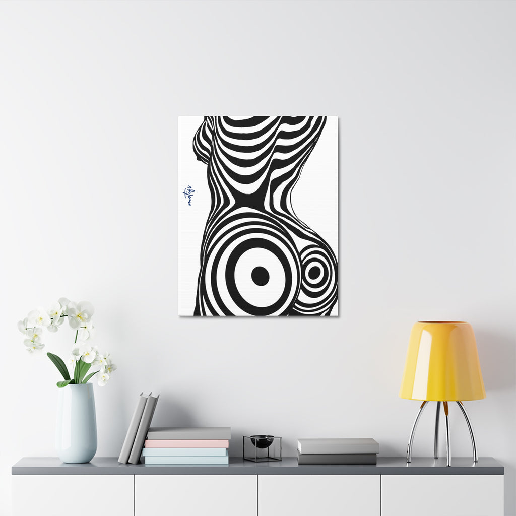 Op Art Nude Silhouette Canvas – Black & White Optical Illusion Wall Art