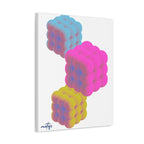 Neon Bubble Cube Art  Abstract Stretched Canvas Print