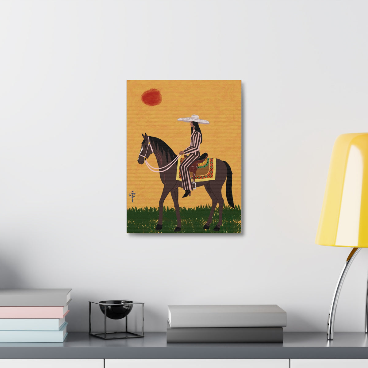 Desert Horsewoman Stretched Canvas Wall Art