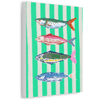 Striped Fish Canvas Wall Art Colorful Coastal Nautical Print