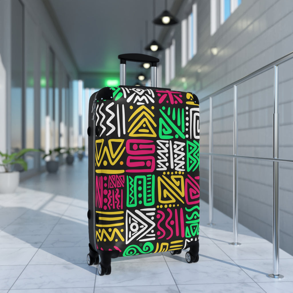 Colorful Tribal Pattern Suitcase Cover Neon Geo Luggage Protector - Bags