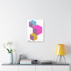 Neon Bubble Cube Art  Abstract Stretched Canvas Print