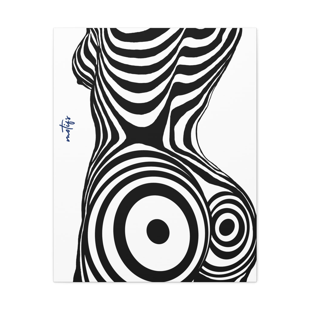 Op Art Nude Silhouette Canvas – Black & White Optical Illusion Wall Art