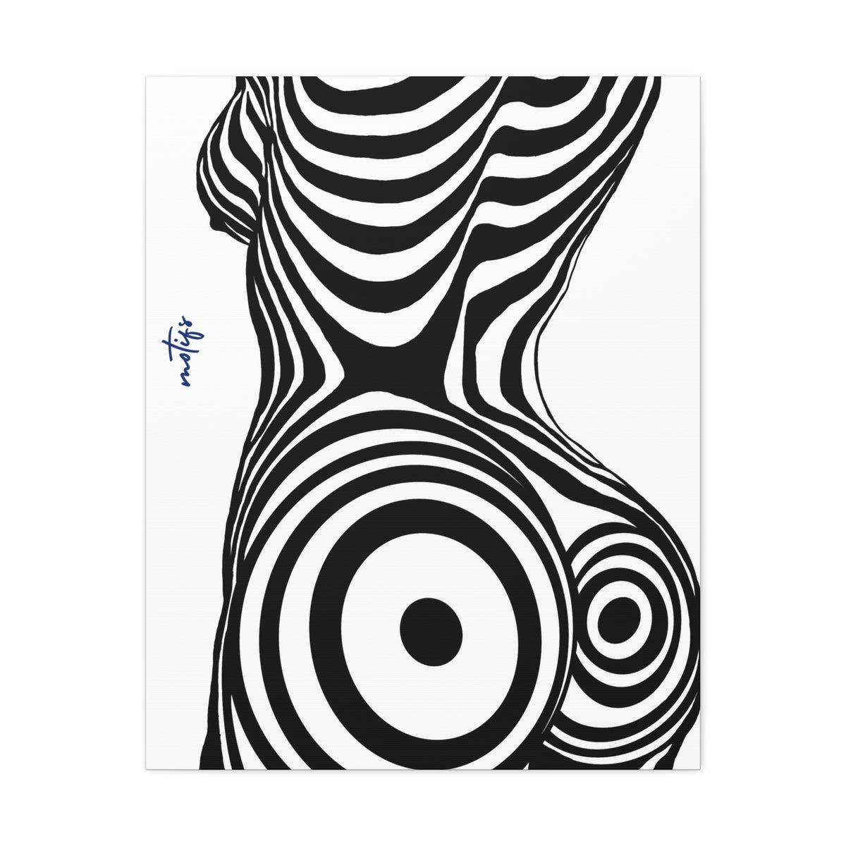 Op Art Nude Silhouette Canvas – Black & White Optical Illusion Wall Art