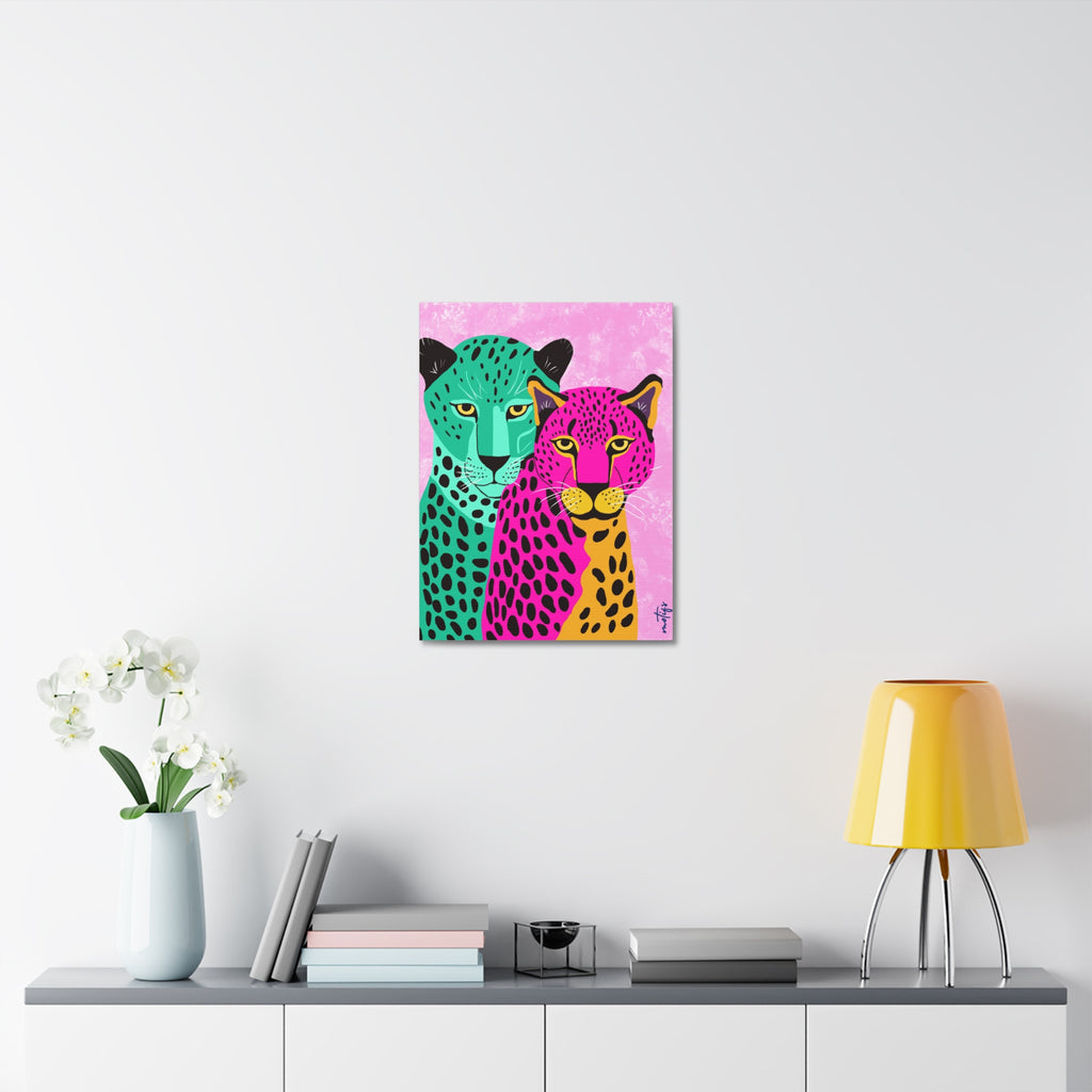 Colorful Cheetah Duo Stretched Canvas Wall Art