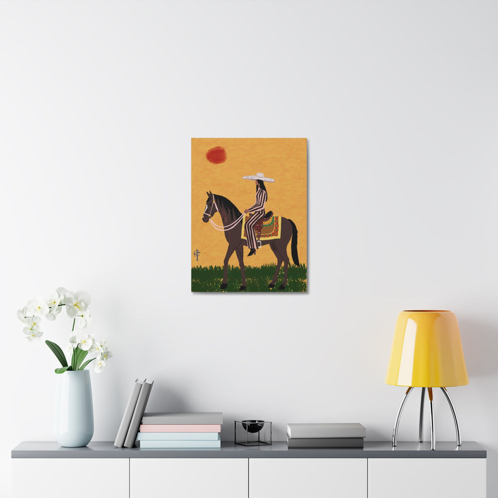 Desert Horsewoman Stretched Canvas Wall Art