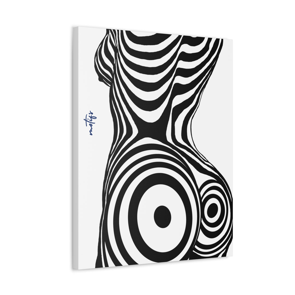 Op Art Nude Silhouette Canvas – Black & White Optical Illusion Wall Art