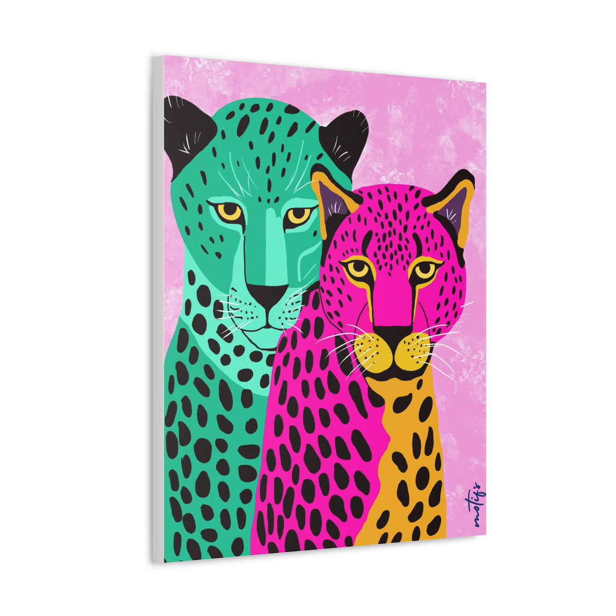 Colorful Cheetah Duo Stretched Canvas Wall Art