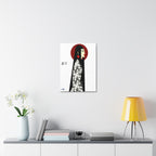 Asian Elegance Stretched Canvas  Geisha Profile Art with Red Halo