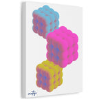 Neon Bubble Cube Art  Abstract Stretched Canvas Print