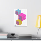Neon Bubble Cube Art  Abstract Stretched Canvas Print