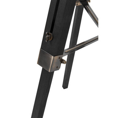 Black Wood Tripod Floor Lamp with White Linen Shade (Malvern Collection)