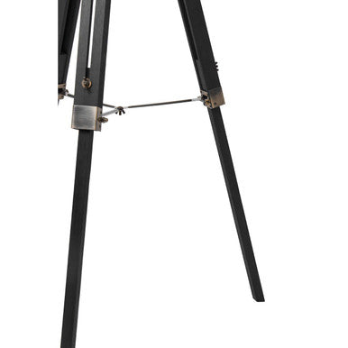 Black Wood Tripod Floor Lamp with White Linen Shade (Malvern Collection)