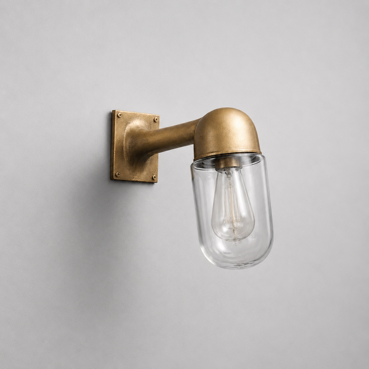 Langham Raw Antique Brass Wall Light Outdoor & Bathroom Sconce