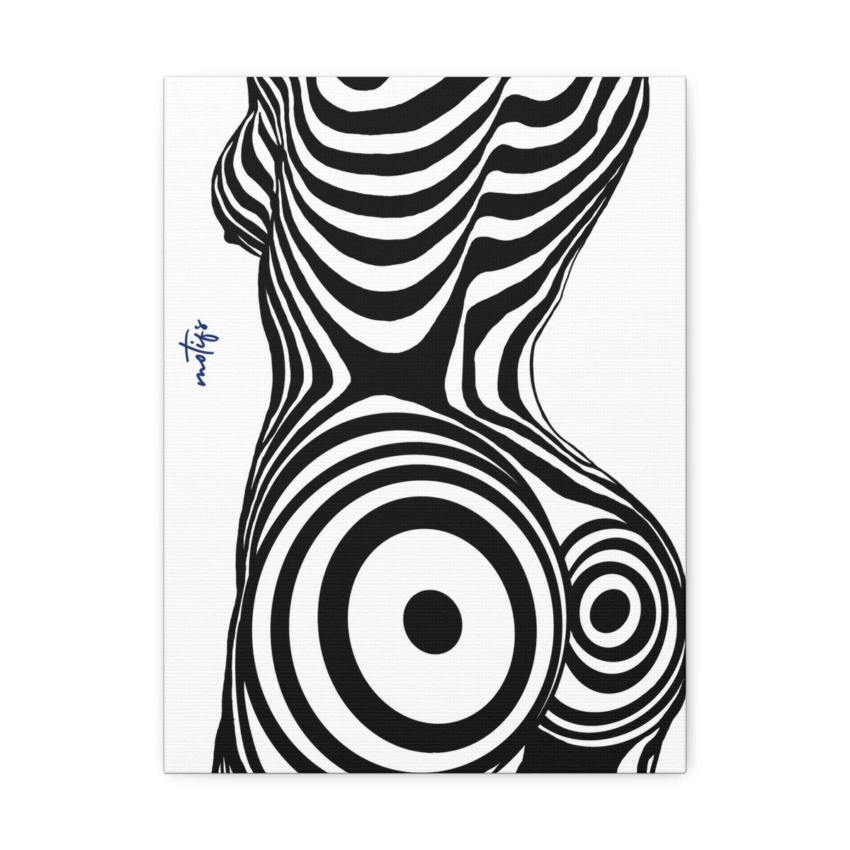 Op ArtOp Art Nude Silhouette Canvas – Black & White Optical Illusion Wall Art