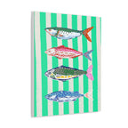 Striped Fish Canvas Wall Art Colorful Coastal Nautical Print