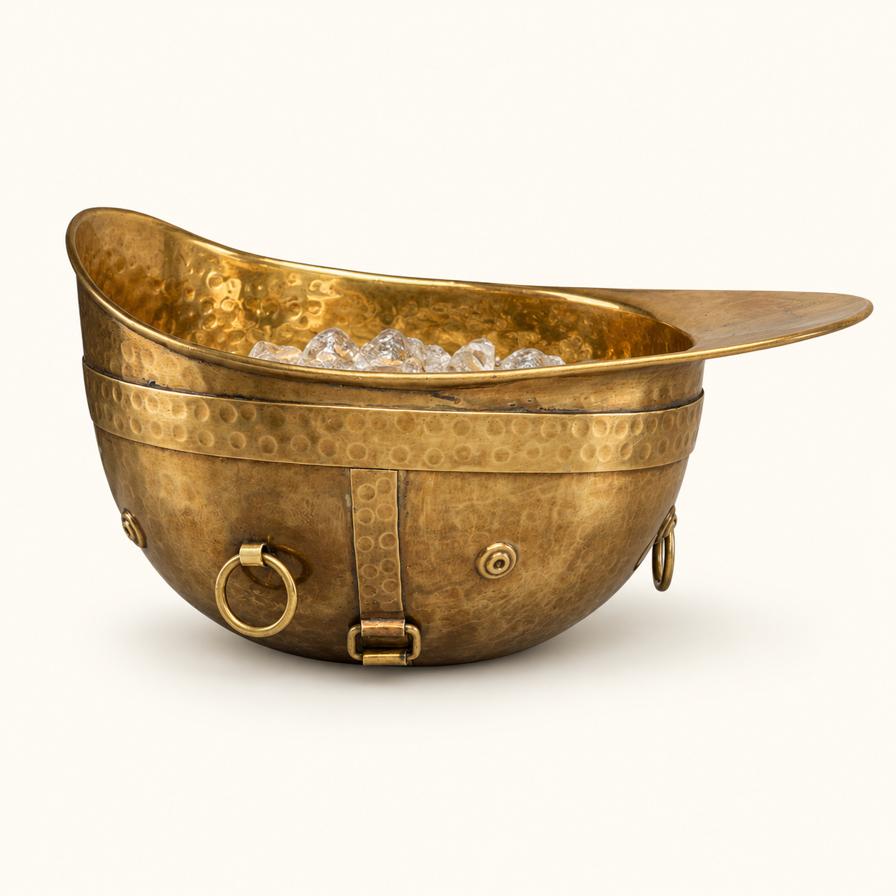 Solid Brass Polo Helmet Champagne Ice Bucket  Antique Brass Wine Cooler