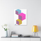 Neon Bubble Cube Art  Abstract Stretched Canvas Print