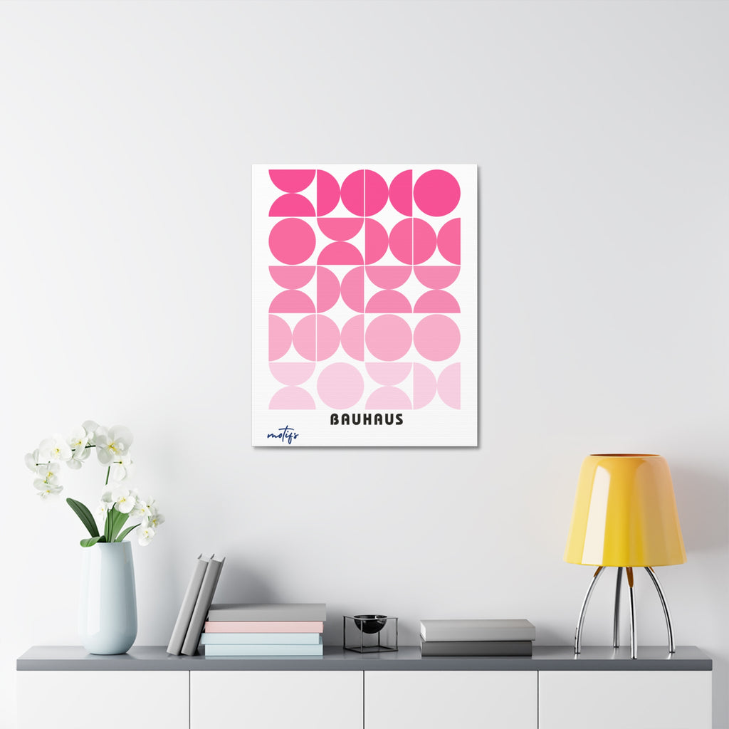Bauhaus Geometric Canvas Print Pink Mid Century Wall Art