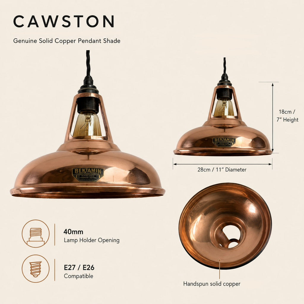 Cawston Solid Copper Coolicon Lampshade Pendant Light - 11 Inc