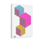 Neon Bubble Cube Art  Abstract Stretched Canvas Print