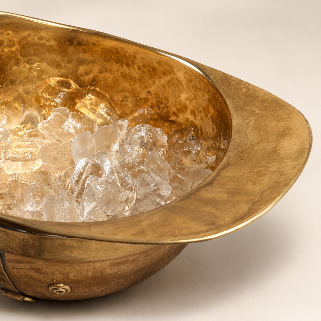 Solid Brass Polo Helmet Champagne Ice Bucket  Antique Brass Wine Cooler