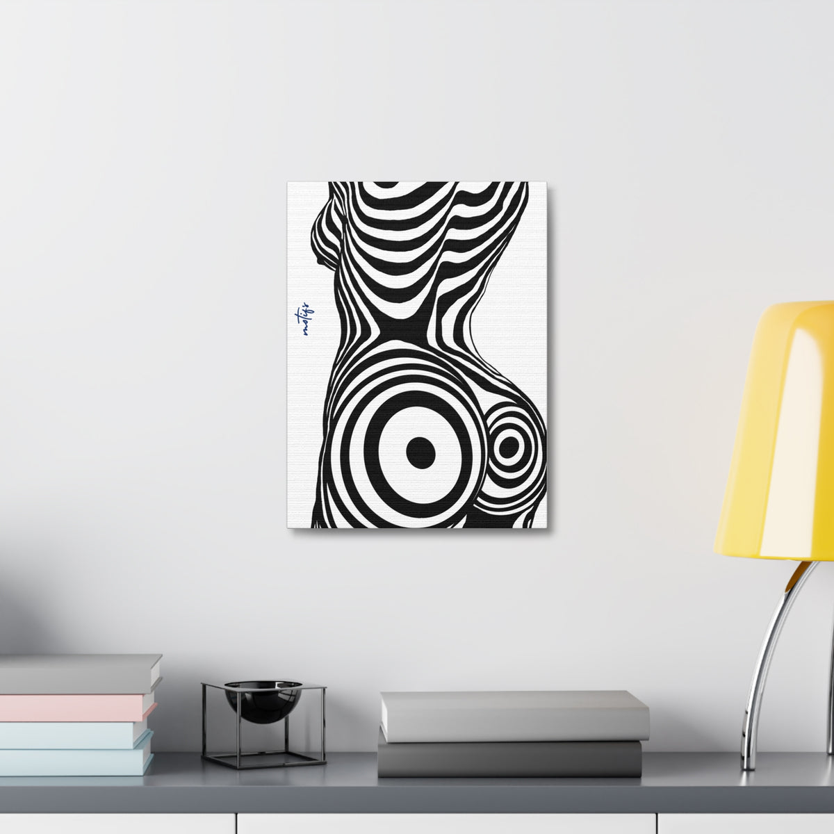 Op ArtOp Art Nude Silhouette Canvas – Black & White Optical Illusion Wall Art