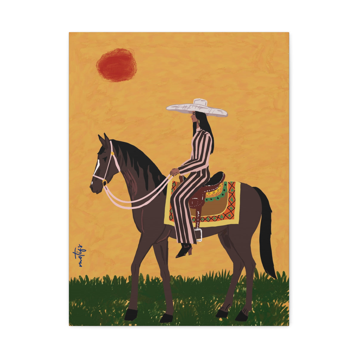 Desert Horsewoman Stretched Canvas Wall Art