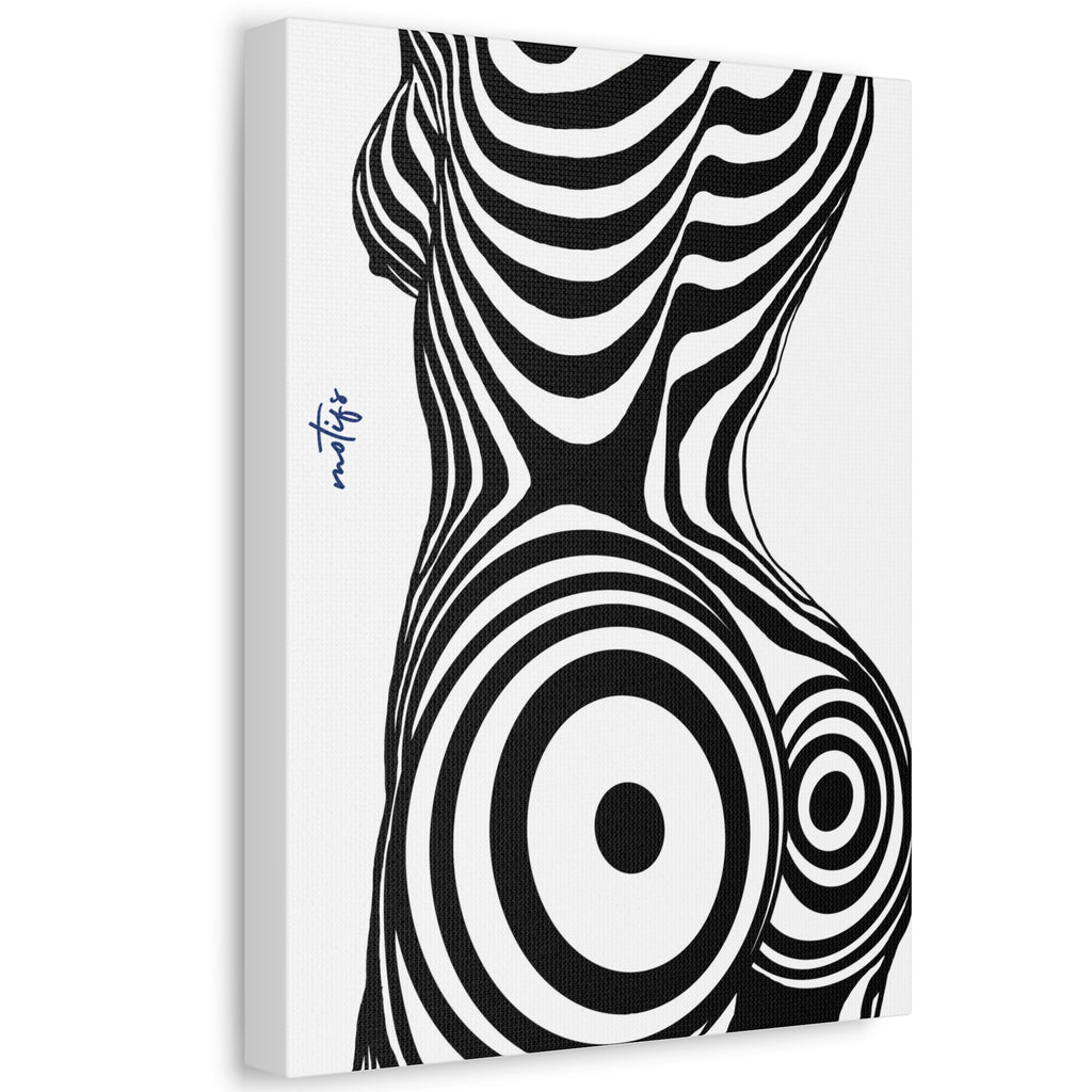 Op Art Nude Silhouette Canvas – Black & White Optical Illusion Wall Art