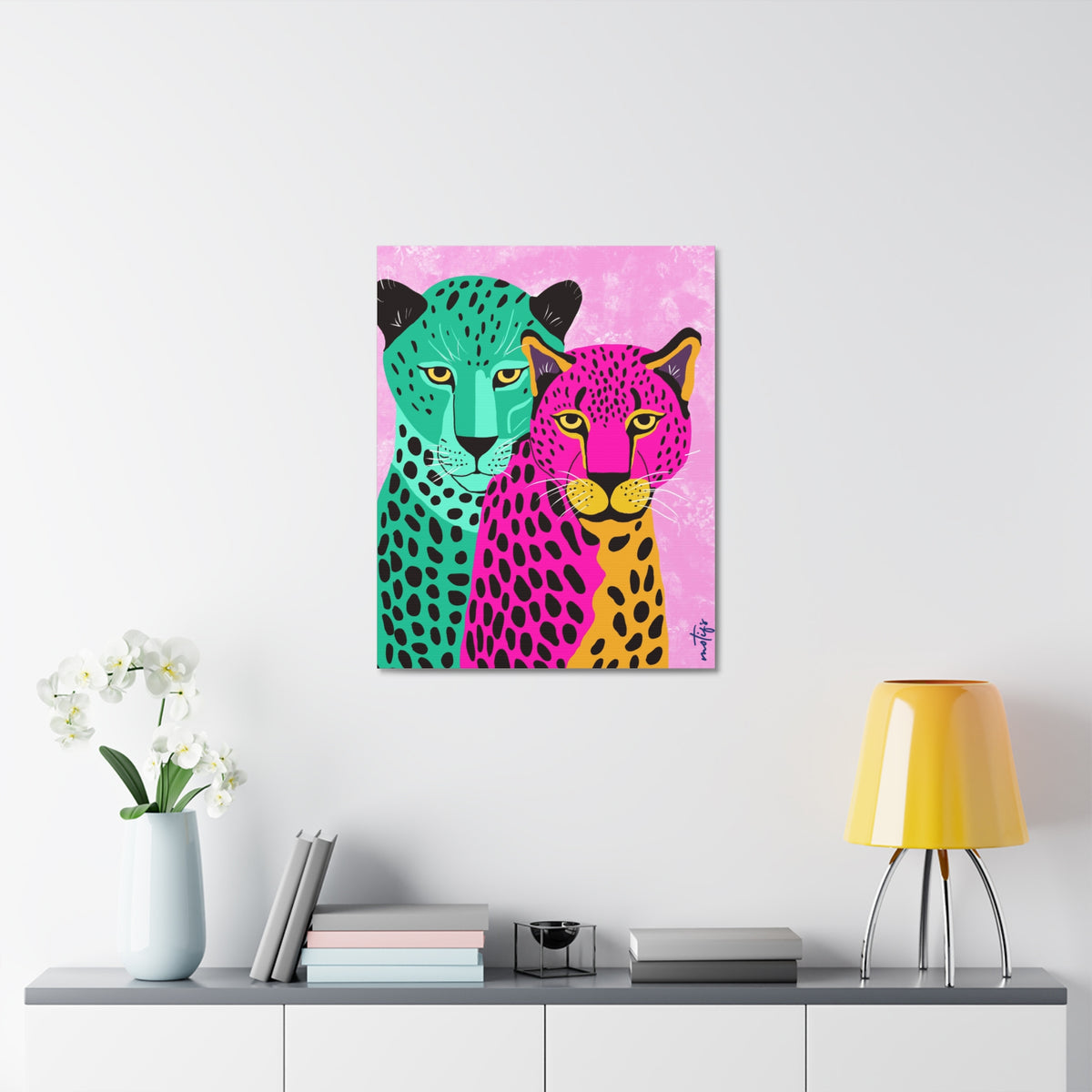 Colorful Cheetah Duo Stretched Canvas Wall Art