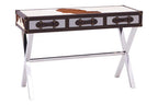 Kensington Brown & White Hair-on-Leather Console Table with Drawers