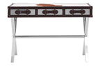 Kensington Brown & White Hair-on-Leather Console Table with Drawers