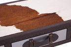 Kensington Brown & White Hair-on-Leather Console Table with Drawers