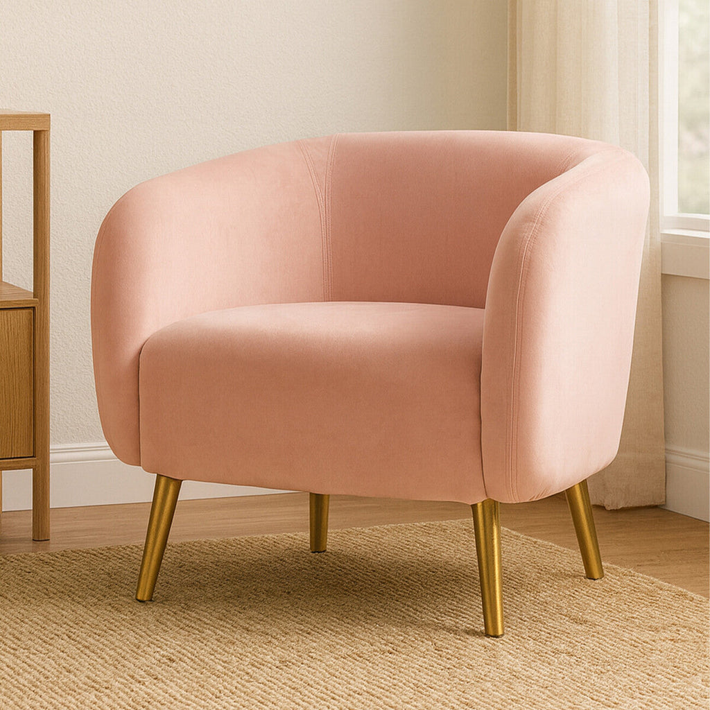 Pink Velvet Round Armchair