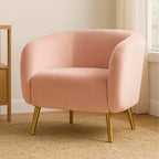 Pink Velvet Round Armchair
