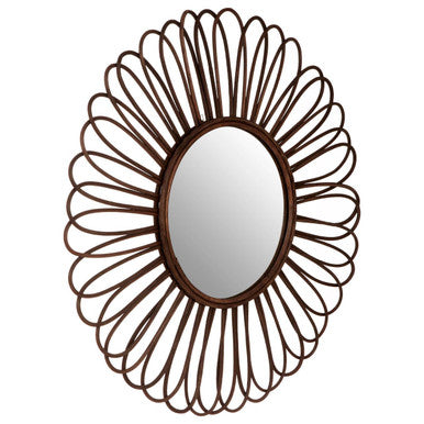 Rattan Black Circular Wall Mirror  Batu