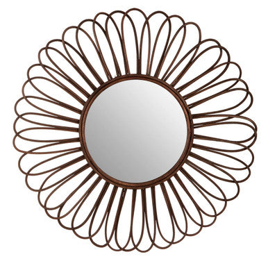 Rattan Black Circular Wall Mirror  Batu