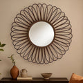 Rattan Black Circular Wall Mirror  Batu