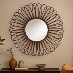 Rattan Black Circular Wall Mirror  Batu