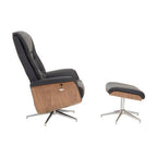 Warrington Black Leather Effect Recliner and Footstool Set