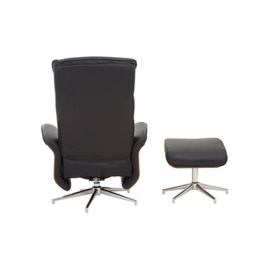 Warrington Black Leather Effect Recliner and Footstool Set
