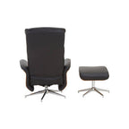 Warrington Black Leather Effect Recliner and Footstool Set