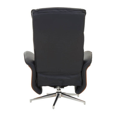Warrington Black Leather Effect Recliner and Footstool Set