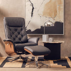 Warrington Black Leather Effect Recliner and Footstool Set